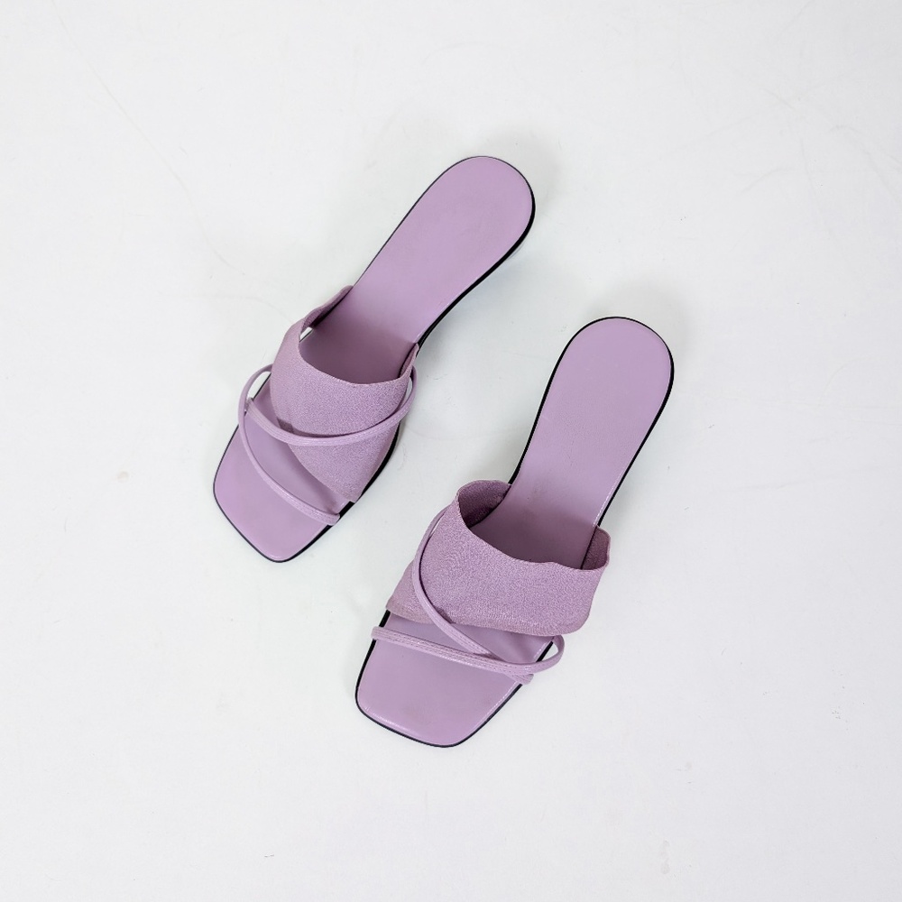 Vintage Purple and Black Sandals with Minimalist Design